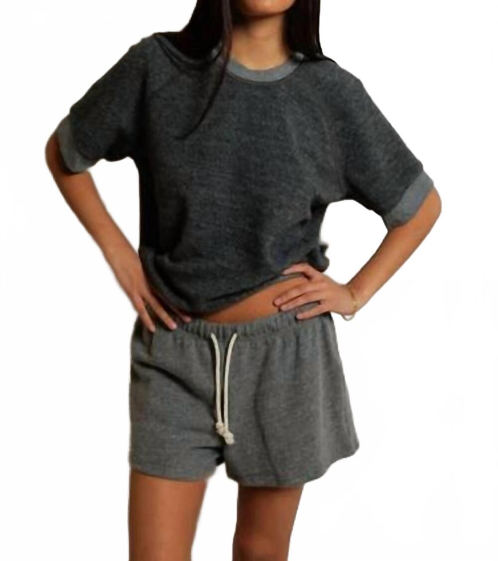 NEW PERFECTWHITETEE kennedy reverse fleece short-sleeve top in grey